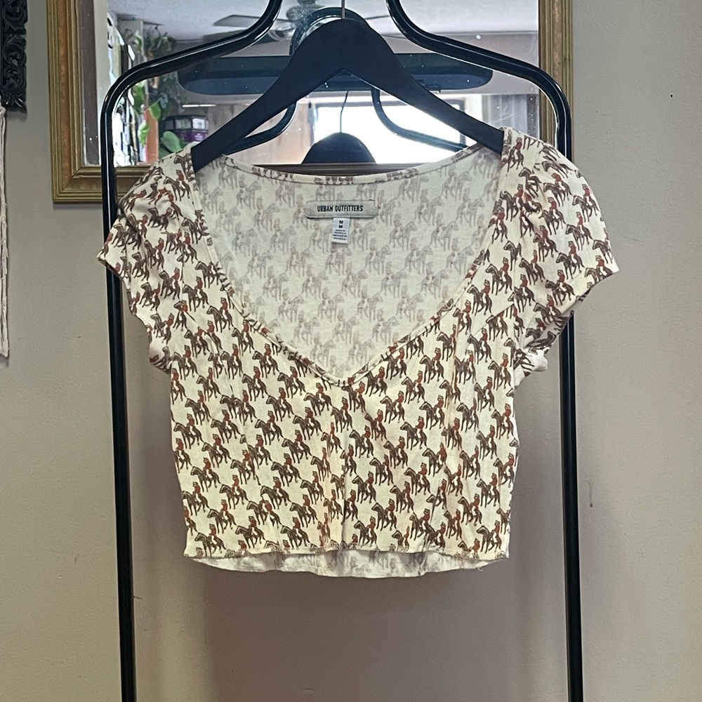 Urban Outfitters Brown and Cream Crop Top
